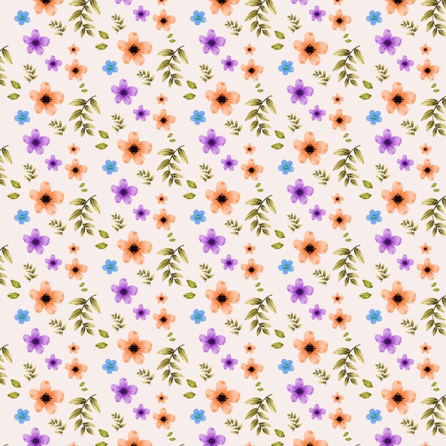 Diseño de patrón de flores pequeñas de acuarela