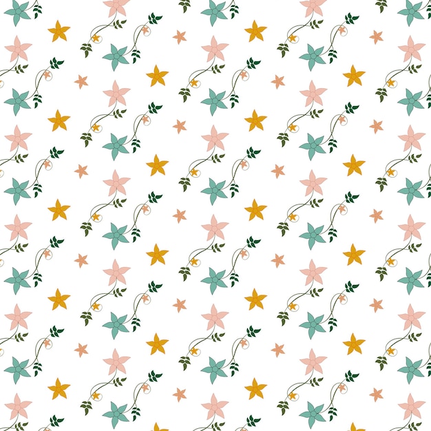 Diseño de patrón de flores planas orgánicas para fondo y vestidos.