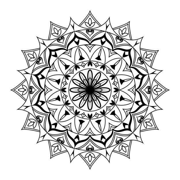 Diseño de patrón de fondo de mandala blanco negro abstracto con plantilla de mandala de arte islámico
