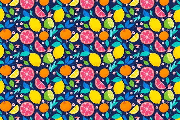 Vector diseño de patrón de frutas con cítricos