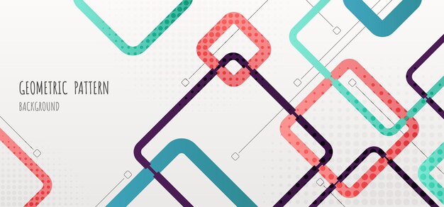 Diseño de patrón geométrico abstracto de encabezado de plantilla de elementos cuadrados. Diseño superpuesto con fondo de estilo de semitono