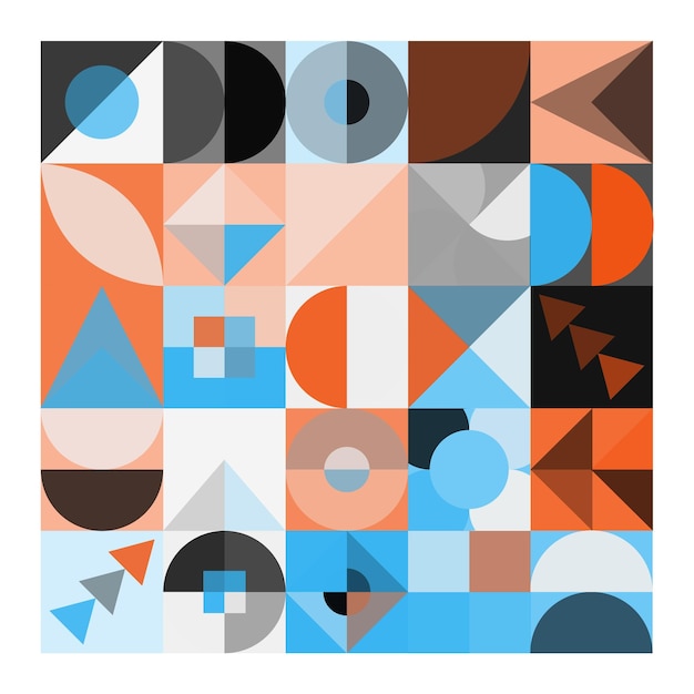 Diseño de patrón geométrico Bauhaus. Plantilla de diseño de fondo abstracto. Forma vectorial y arte moderno.