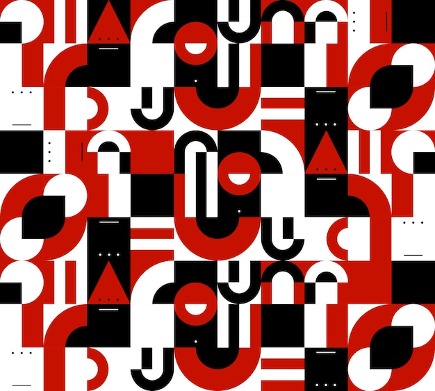 Diseño de patrón geométrico vectorial abstracto en estilo Bauhaus
