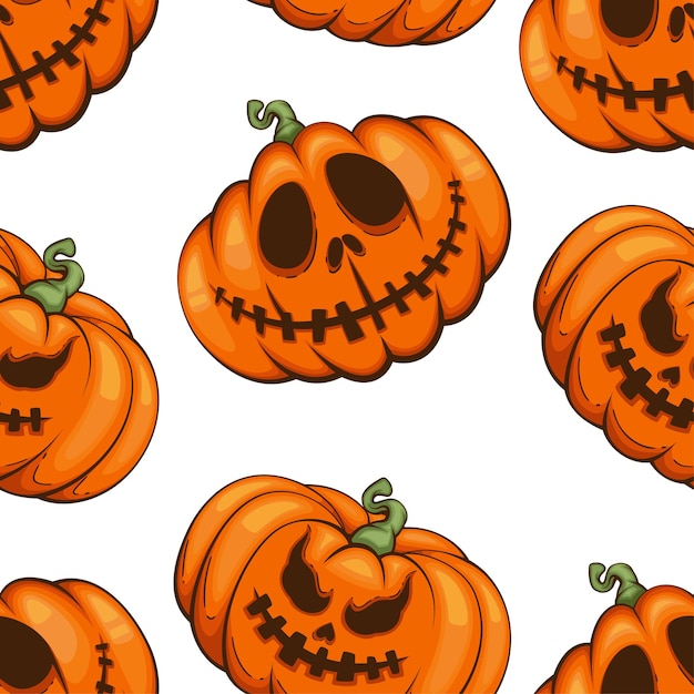 Diseño de patrón de Halloween Calabaza aterradora Fondo malvado Fondo espeluznante de Halloween con calabazas