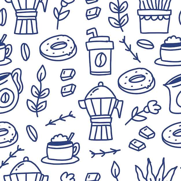 Vector diseño de patrón de ilustración de dibujos animados de doodle de alimentos