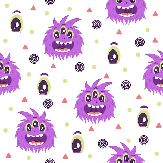 Diseño de patrón de ilustración de ojos de monstruo lindo