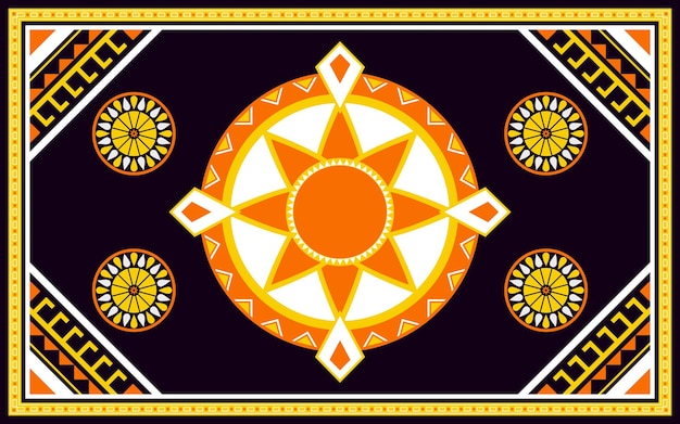 diseño de patrón de insignia de círculo solar para alfombra, fondo, papel tapiz, batik, tela y envoltura.