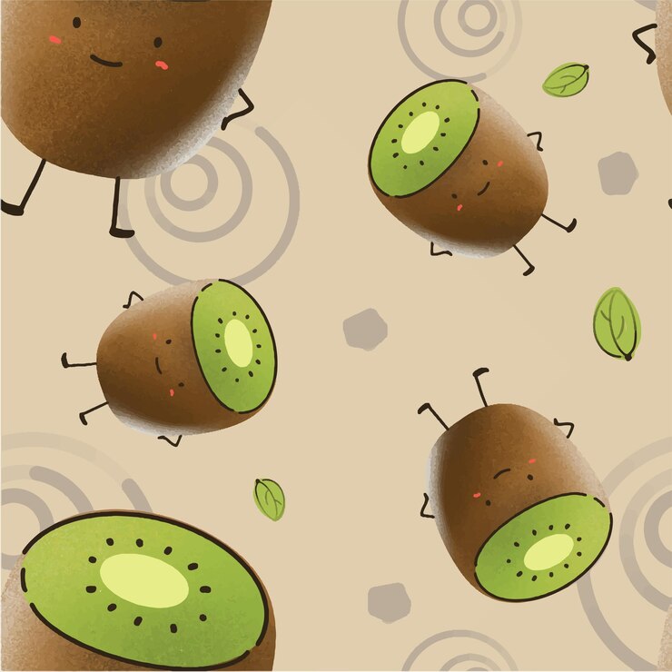 Vector diseño de patrón de kiwi pintado a mano.