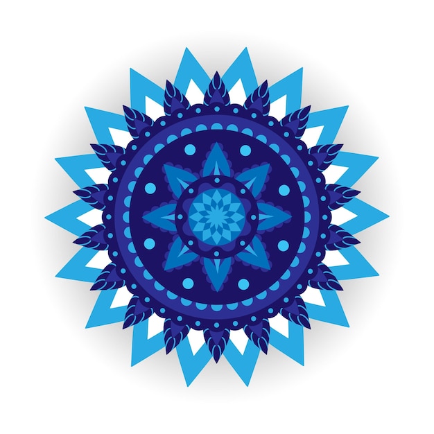 Diseño de patrón Mandala azul sobre fondo blanco