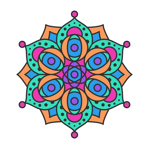 Diseño de patrón de mandala decorativo ornamental colorido. Elemento decorativo redondo