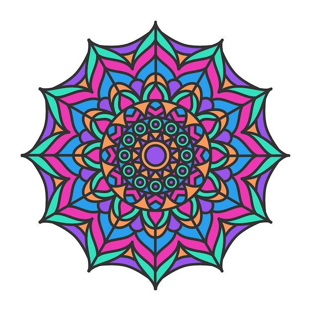 Diseño de patrón de mandala decorativo ornamental colorido. Elemento decorativo redondo