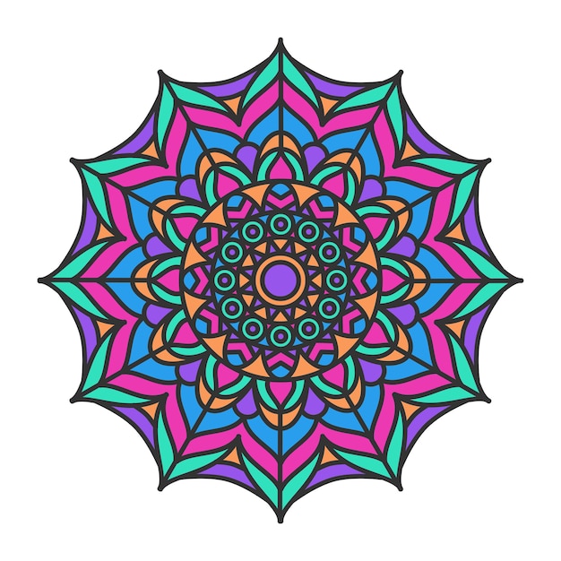 Diseño de patrón de mandala decorativo ornamental colorido. Elemento decorativo redondo