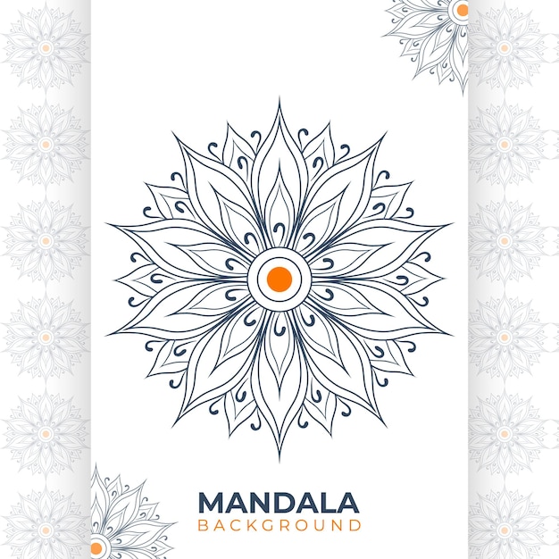 Diseño de patrón de mandala de flores con dibujado a mano