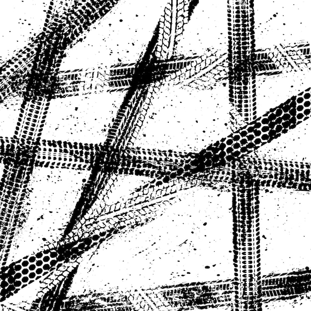 Diseño del patrón negro de las huellas de los neumáticos