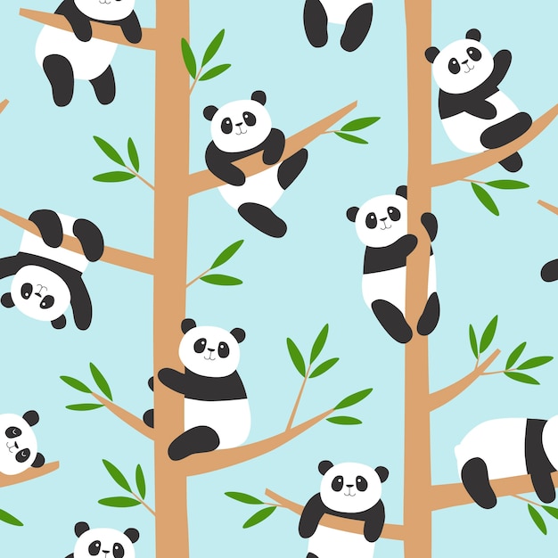 Diseño de patrón de panda dibujado a mano