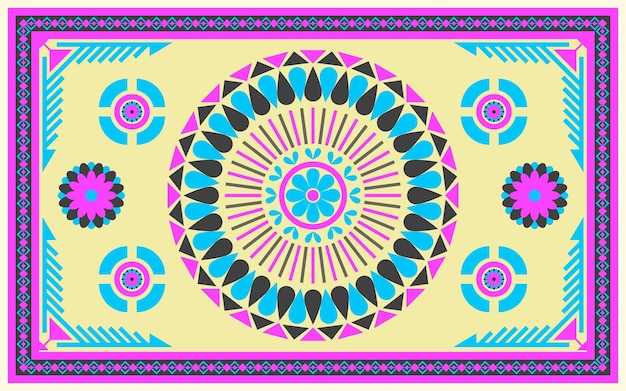 diseño de patrón de placa de círculo de tribu para alfombra, fondo, papel tapiz, batik, tela y envoltura.