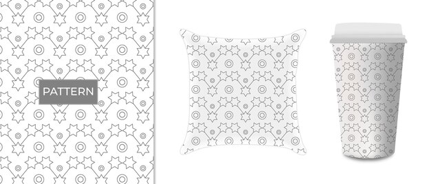 Diseño de patrón plano de arte de línea floral