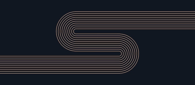 Diseño de patrón de rayas geométricas forma de arte de línea en fondo oscuro Ilustración plana vectorial
