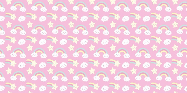 Diseño de patrón de repetición sin costuras de cielo de dibujos animados lindo rosa