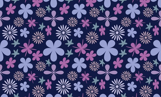 Diseño de patrón repetido floral hojas flor diseño de vector de patrones sin fisuras