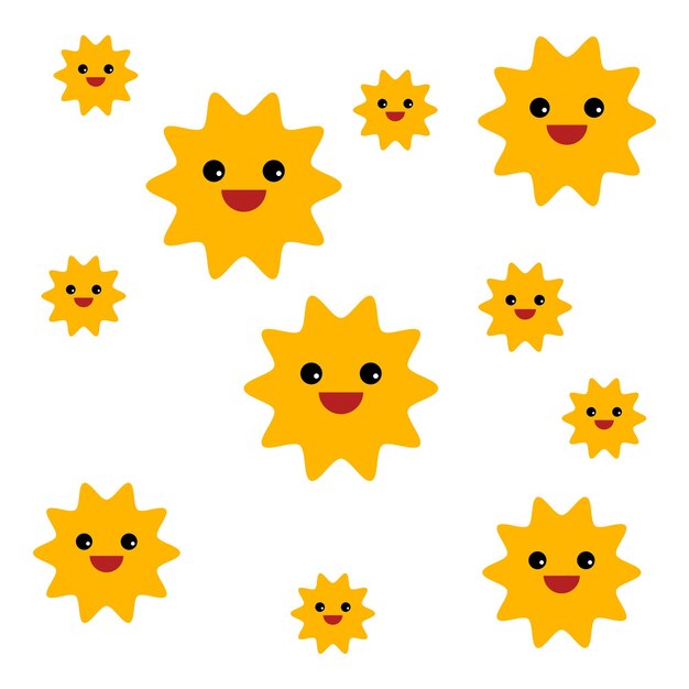 Diseño de patrón de sol sonriente y lindo