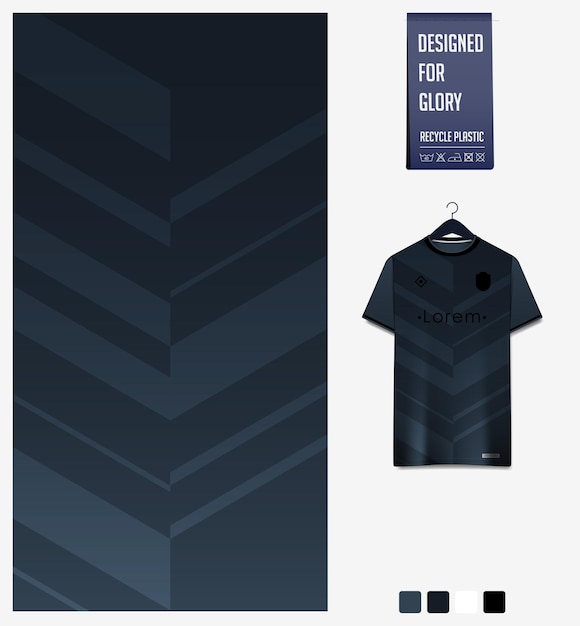 Vector diseño de patrón de tela para camiseta de fútbol o kit de fútbol patrón chevron sobre fondo negro