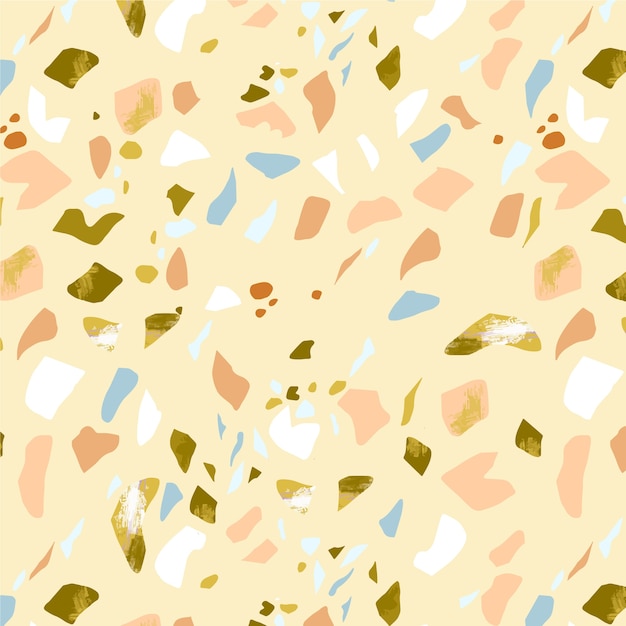 Diseño de patrón de terrazzo en amarillo, azul y rosa