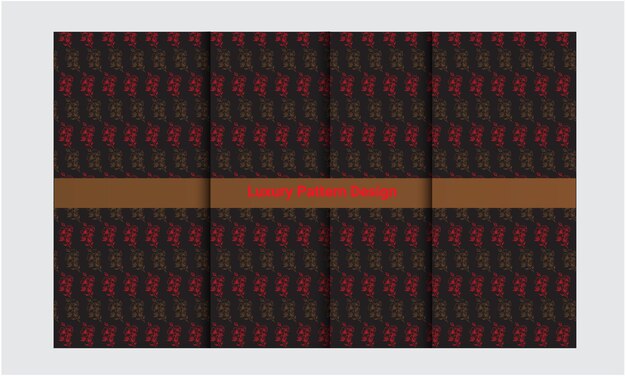 Diseño de patrón transparente vector textura roja patrón floral lujo repitiendo fondo negro