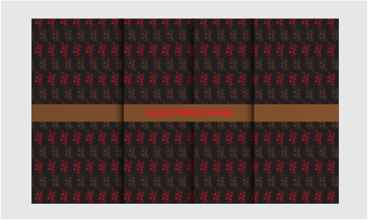 Diseño de patrón transparente vector textura roja patrón floral lujo repitiendo fondo negro