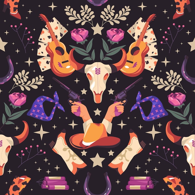 Diseño de patrón de vaquero occidental oscuro