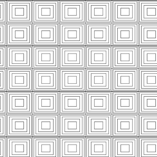 Diseño de patrón de vector de contorno simple blanco y negro cuadrado