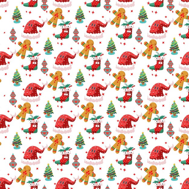Un diseño de patrón vectorial sin costuras en la noche silenciosa de Navidad