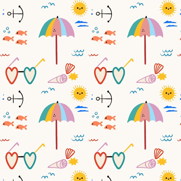 Diseño de patrón de verano dibujado a mano