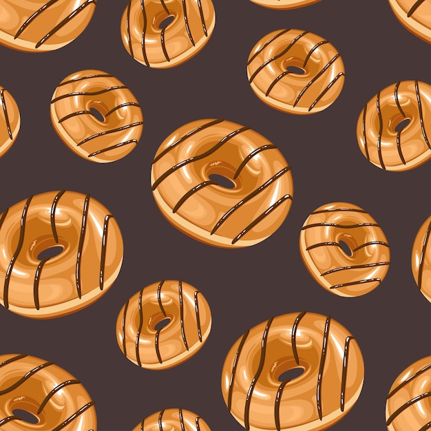 Diseño de patrones de alimentos Fondo de rosquillas Patrón sin costuras con patrones de rosquilla para papel de embalaje de telas
