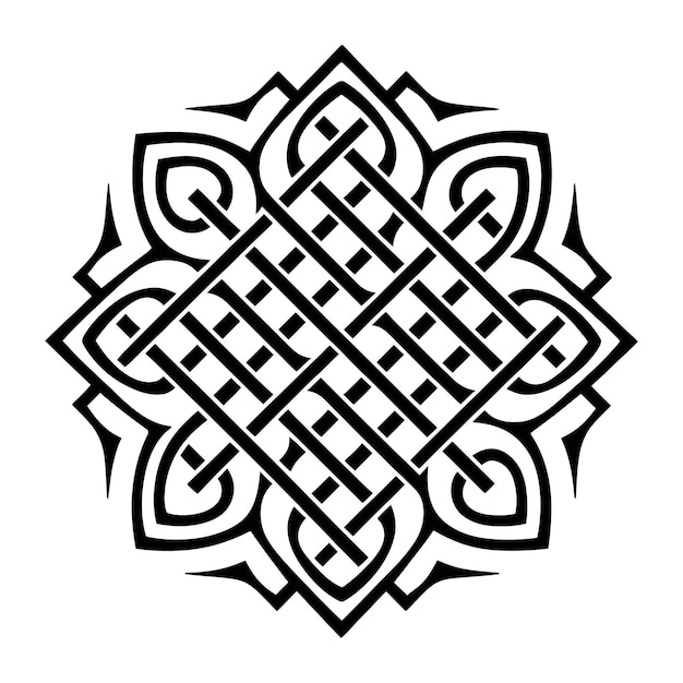 Diseño de patrones artísticos de líneas vectoriales de nudo celta irlandés entre vientos
