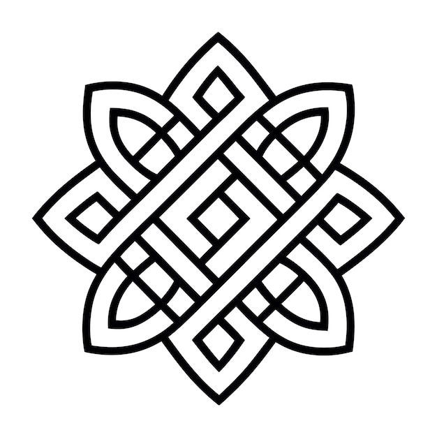 Diseño de patrones artísticos de líneas vectoriales de nudo celta irlandés entre vientos