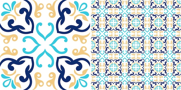 Vector diseño de patrones de azulejos sin costura decorativos florales