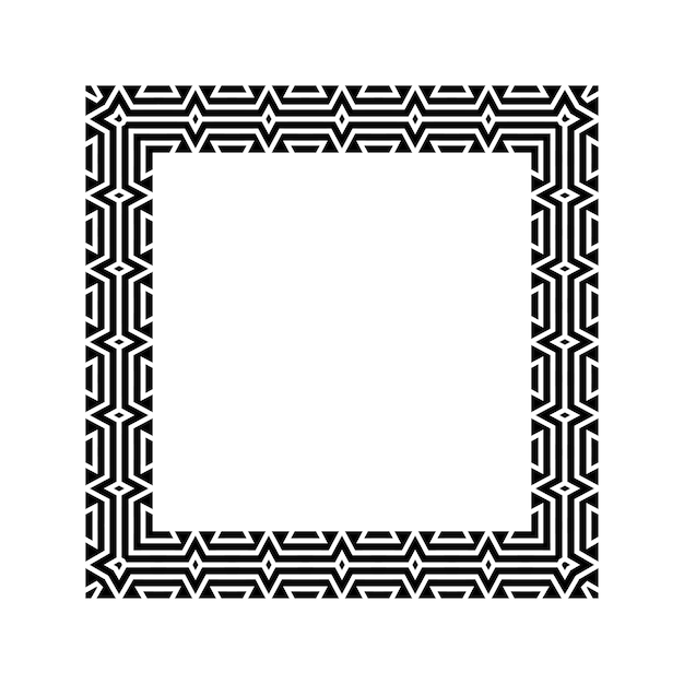 Diseño de patrones de borde cuadrado geométrico ornamental con formas simétricas