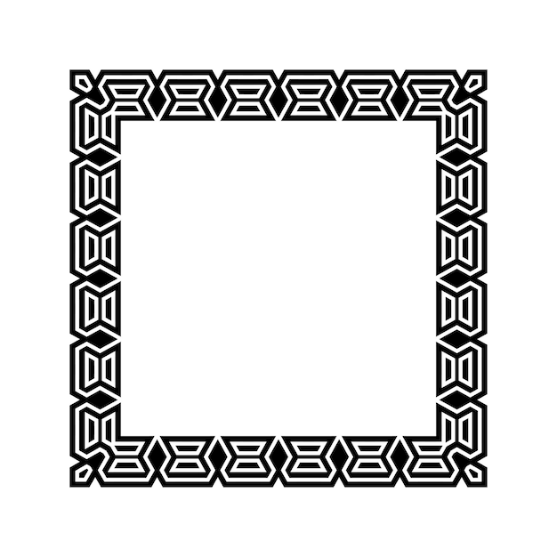 Diseño de patrones de borde cuadrado geométrico ornamental con formas simétricas