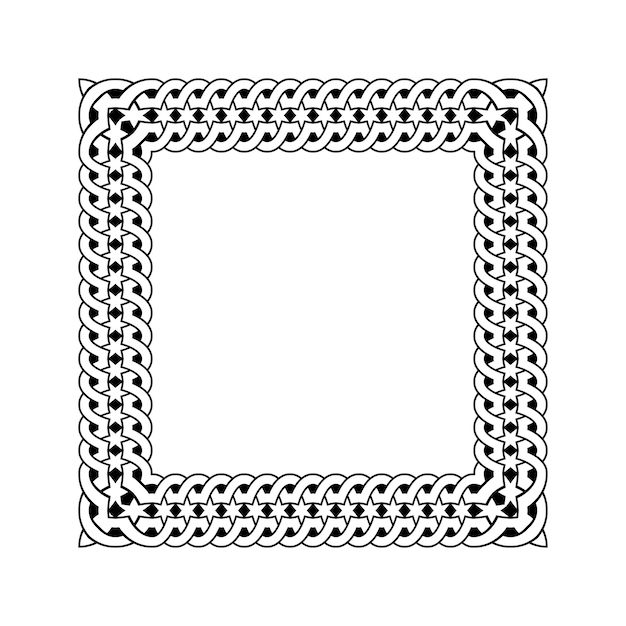 Diseño de patrones de borde cuadrado geométrico ornamental con formas simétricas