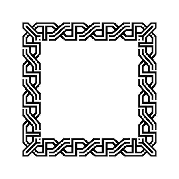 Diseño de patrones de borde cuadrado geométrico ornamental con formas simétricas