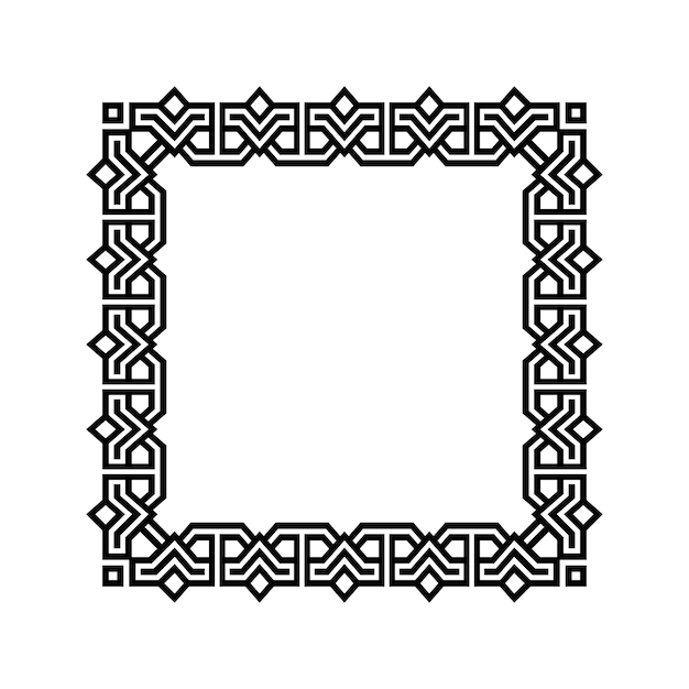 Diseño de patrones de borde cuadrado geométrico ornamental con formas simétricas