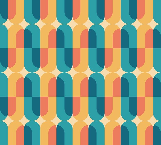 Diseño de patrones sin costura retro geométricos coloridos