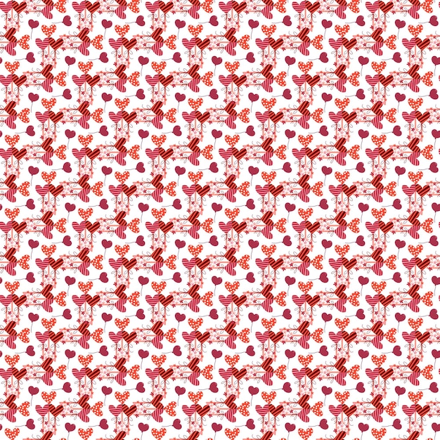 Diseño de patrones sin costuras de corazones de San Valentín