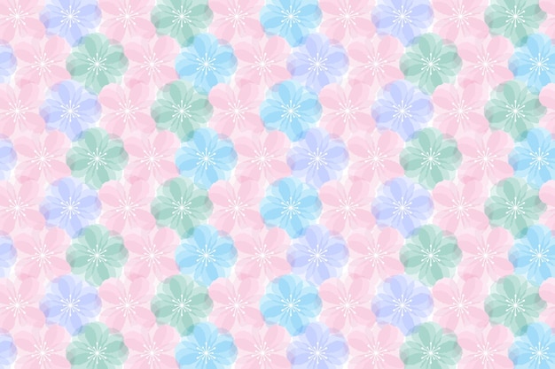 Diseño de patrones sin costuras florales abstractos en gradiente verde azul púrpura y rosado en blanco