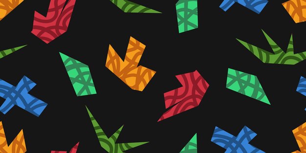 Diseño de patrones sin costuras de forma abstractamente colorida Fondo sin costuras adecuado para telas textiles ropa papel de envoltura cubierta diseño interior y fondo