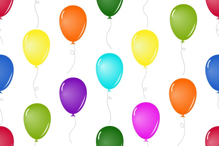 Diseño de patrones sin costuras de globos multicolores que flotan sobre un fondo blanco
