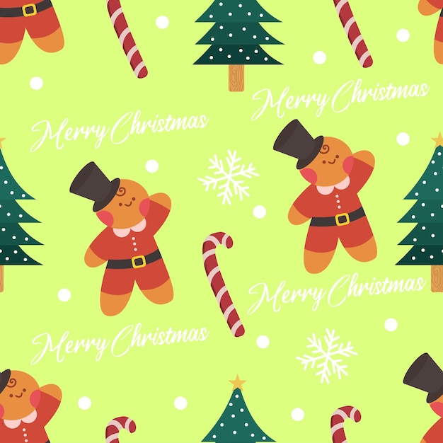 Diseño de patrones sin costuras de Navidad planos dibujados a mano estilo kawaii lindo adecuado para papel tapiz telón de fondo papel de envoltura productos para niños, etc.