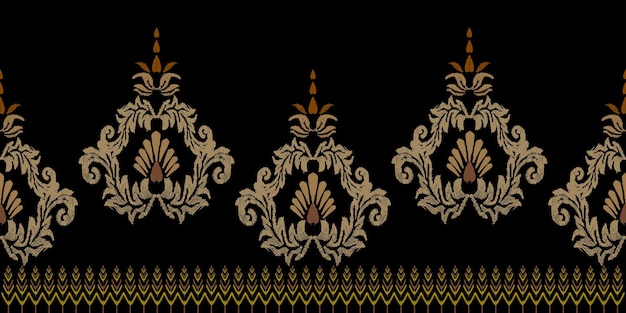 Diseño de patrones étnicos tradicionales de Ikat para papel tapiz de alfombra de fondo amarillo claro envoltura de ropa
