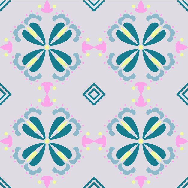 Diseño de patrones sin fisuras de azulejos con fondo de motivos coloridos